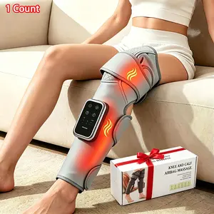Air Pressure Leg Massager with Heat & Compression, Cordless Heated Knee Calf Leg Massage Wrap Device, 3 Heat 3 Modes 3 Intensities, Knee Pain Tool, Gifts for Men Women Dad Mom, 1 Count