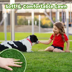 FUFU&GAGA Green Artificial Grass Rug Grass Carpet Rug 118.1"*78.7", Realistic Fake Grass Deluxe Turf Synthetic Turf Thick Lawn Pet Turf -Perfect for Indoor/Outdoor