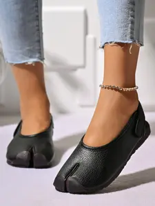 Women's Flat Heel Split Toe Backless Velcro Sandals, Spring Summer Casual Slip-On Low-Top Flats, Vintage Unique Flat Shoes Rubber