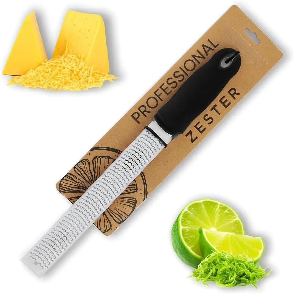 Sturdy Chef-Grade Stainless Steel Cheese Grater & Zester - 12in Steel Blade, BR-Tested Design, Sharp Edge Tool for Zesting, Shredding, Slicing Dinner Prep (Kitchen Utensil)