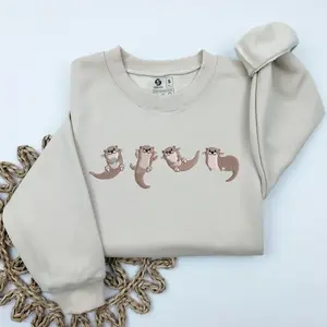 Otters EMBROIDERED Sweatshirt, Otter Mom Sweatshirt, Sea Otter Sweater, Otter Lover Gift, Otter Shirt, Cute Sweater, Animal Sweater fall tee fall sweatshirt Horror Book Lover Sweatshirt Funny Spooky Ghost Sweatshirt casual thermal