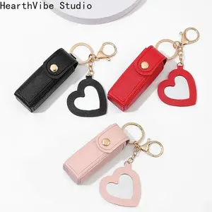 HearthVibe Studio 2026 Potable Chapstick Holder Key Chain with Mirror Lipstick Keychain Lip Balm Organizer Travel Makeup Storage Case for Women Girls Compact Design Bulk Available