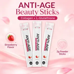 Dr. Bethune's Choice Anti-Age Beauty Sticks, Collagen + L-Glutathione Strawberry Flavor Beauty Drink Powder, Skin Hydration & Glow Support