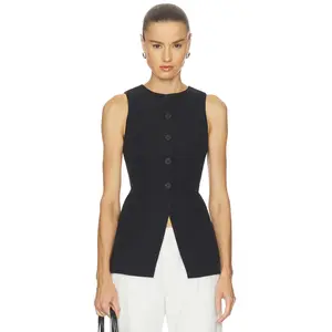 ALIGNE Leo Linen Mix Waistcoat in Black