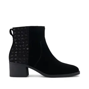 Womens Delilah Heeled Boot Black Geometric Sequins