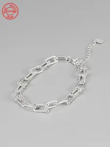 S925 Sterling Silver Minimalist Chain Bracelet, Fashionable U-shaped Horseshoe Buckle Bracelet for Women & Girls, Trendy All-match & Exquisite Jewelry for Birthday Gift, Adjustable Bracelet