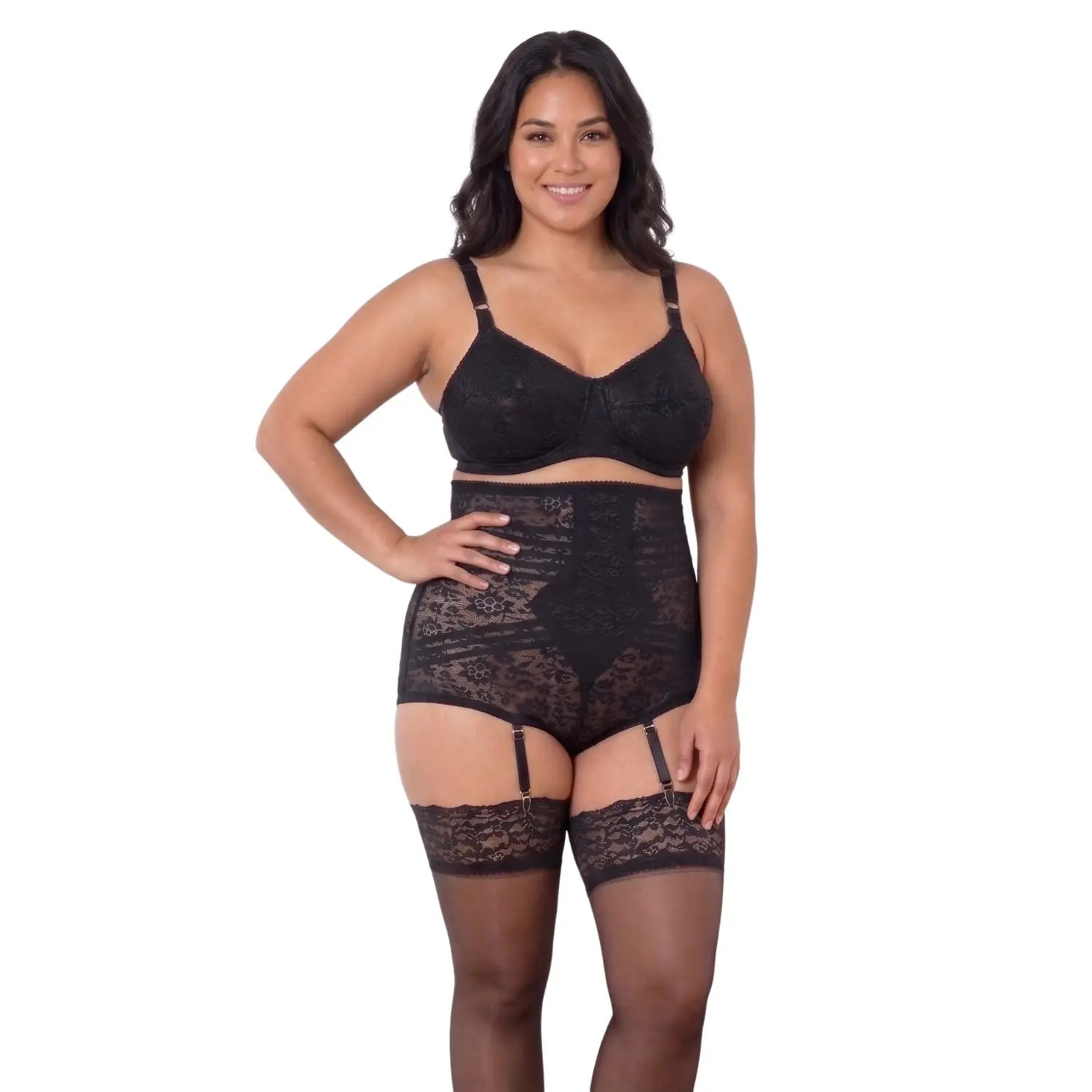 High Waist Extra Firm "No Roll" Panty Girdle with Detachable Garters | Style 6107