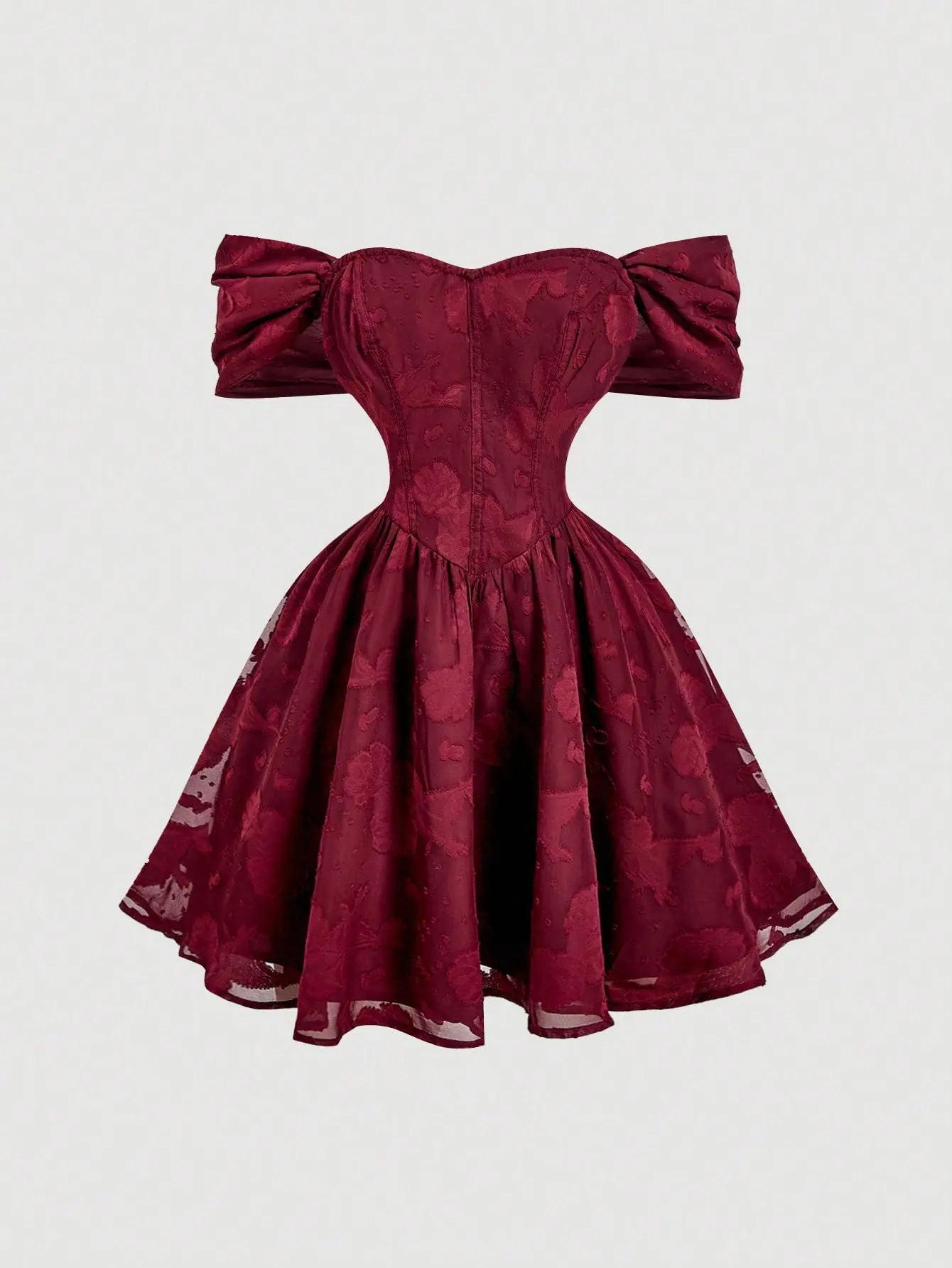 green emerald velvet dress Vintage 1950s Red Lace and Velvet Fit and Flare Dress with Off-the-Sho –  Very Breezy main image 1