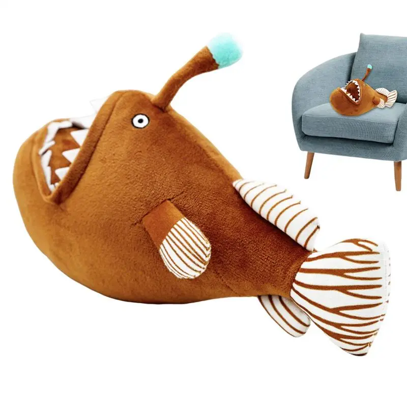1 x Fish Stuffed Animal Plush Toy, 11.81x7.48 Inches/30x19cm, About 114g Multipurpose Angler Fish Decor Pillow, Home Decor Statue & Figurine for Beds, Animal Decor