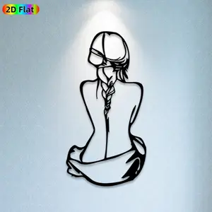 1pc Braid Girl Metal Wall Art, Elegant Braid Girl Statue Mural, Ideal Gift for New Year, Easter, Art Enthusiasts, Rust-Resistant Metal Wall Decor Wall Sculptures, Perfect for Bedroom Wall & Garden Fence, Unique Home Decor