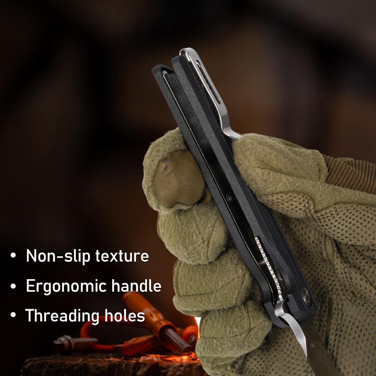 EDC G10 Handle Folding Pocket Knife,Lightweight Tactical Folding Utility Knife, Durable Everyday Carry Tool for Camping