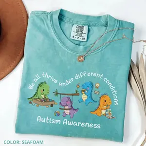 Comfort Colors Autism Dinosaur Inclusion Shirt, Autism Awareness Graphic Tee, Neurodiversity Mental Health T-shirt, SPED Teacher Gift - Ahri Clothing