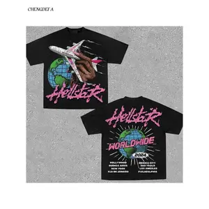 CHENGDEFA Casual Short Sleeve Tees for Men Hell Star Earth Print Tee Shirt for Summer