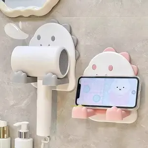Wall Mounted Hair Dryer Bracket, Punch-Free Bathroom Blow Dryer Holder, Household Storage Organizer Rack