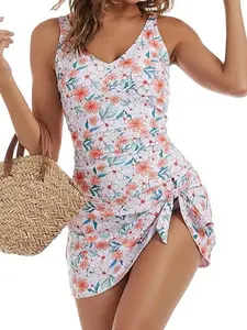 Aidonger One Piece Swim Dress Swimsuits for Women Tummy Control Swimdress Skirt Bathing Suit
