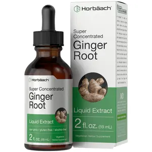 Horbäach Ginger Root Extract Liquid | 2 oz | Alcohol Free Supplement | Super Concentrated | Vegetarian, Non-GMO, Gluten Free