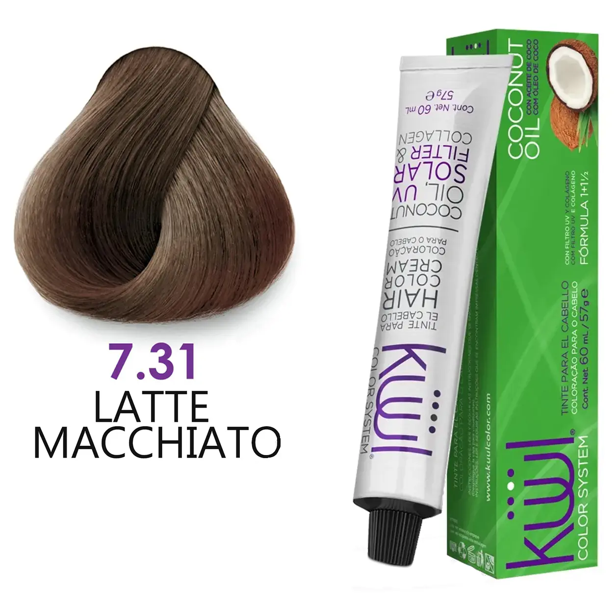 Kuul Color System [ 7.31 ] Latte Machiatto | Tinte Para El Cabello | Permanent Hair Dye | 3.04 fl oz / 90 ml