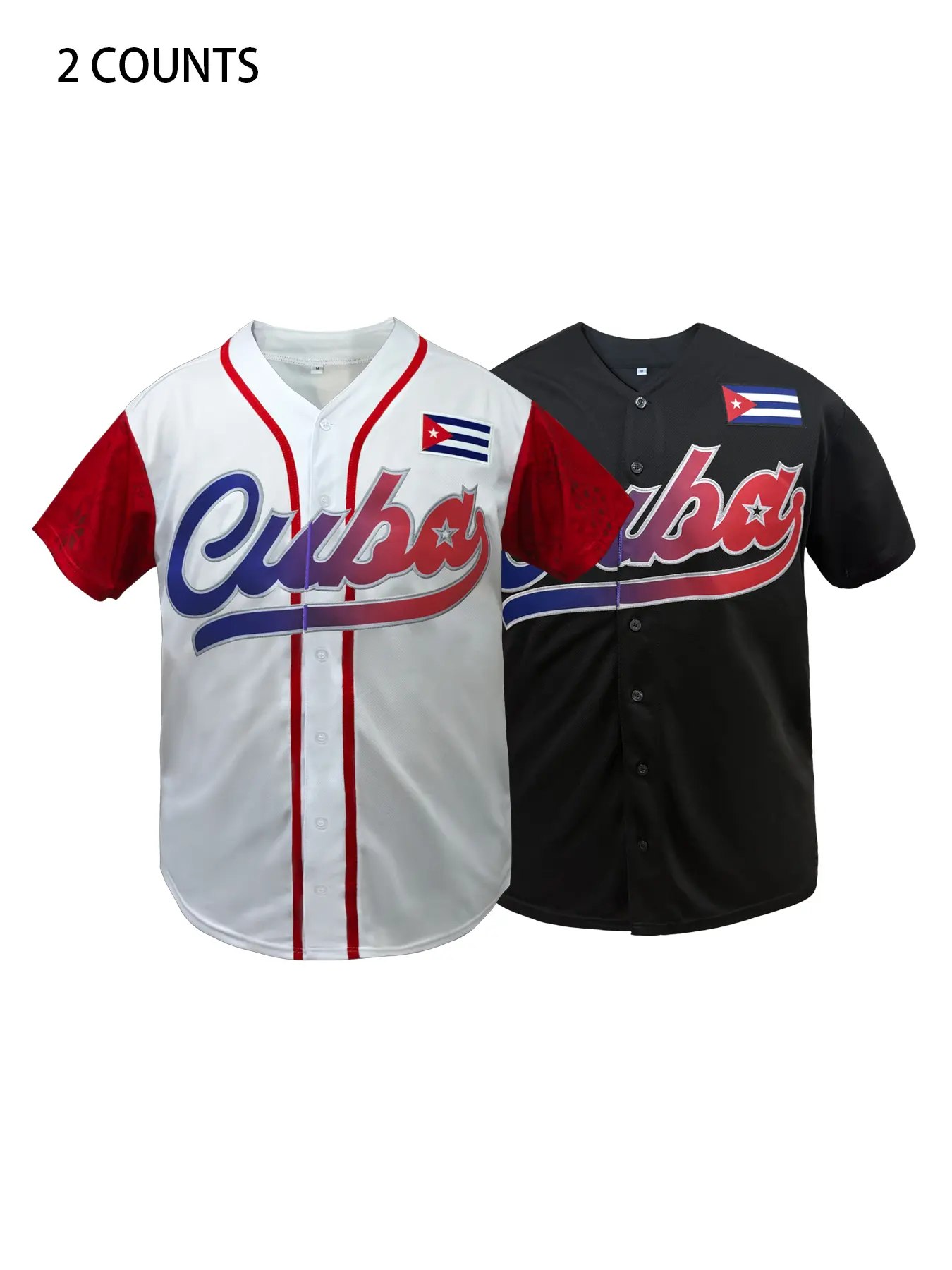 High Quality Cuba Flag Patch Embroidered Baseball Jersey Top Shirt Unisex Short Sleeve Button Up Uniform National Style Hip Hop Streetwear Casual Daily Wear Party Game Outfit Fashion Jerseys Embroidered Jerseys S-3XL