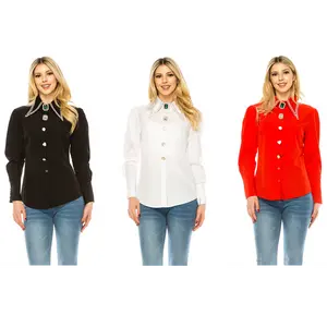 Women Button Down Long Sleeve Blouse