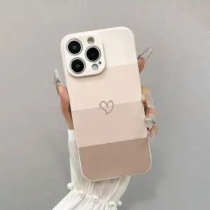 Phone Case - A Creatively Designed Heart-Patterned Phone Case with Color Block Stitching, Offering Full Protection for The Device. Made from TPU Material, It Is Suitable for Both Men And Women And Is Compatible with Iphone 16/15, 14, 13, 12, 11, XS