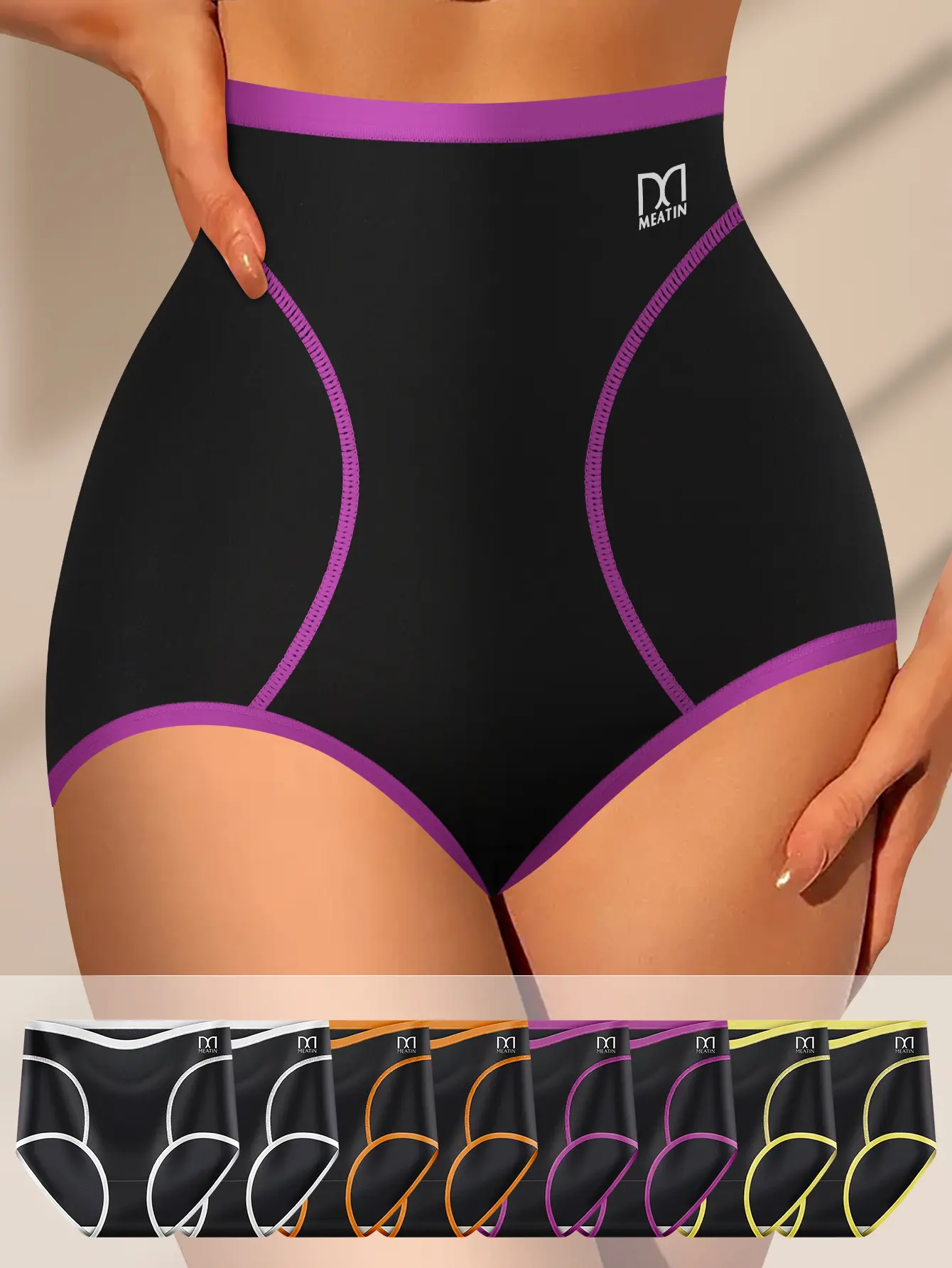 QUASTI 8pcs Comfy Chic Colorblock Briefs, Breathable Stretchy Control Panties, Soft Comfortable Women's Underwear, Everyday Essential for Confidence, S-XXL Fit Womenswear summerwins