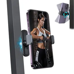 PADOX 2026 Upgraded Gym Magnetic Phone Holder, 360 Adjustable, Compatible with 4.7-6.5" Smartphones, Alloy Base and Joint, Black-Christmas gift, New Year Gift