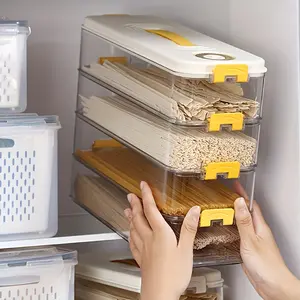 Large Capacity Airtight Food Storage Container, Transparent Clear Noodle Organizer Box, Ideal for Grains and Pasta, Kitchen Organization, Plastic Container