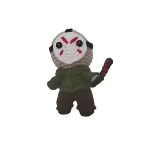 Kaye's Kreations Creepy Little Mask Guy - Handmade Crochet Halloween Decoration with Red and White Face Design