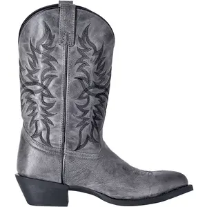 Laredo Mens Harding Embroidered Round Toe Pull On  Casual Boots Mid Calf - Grey