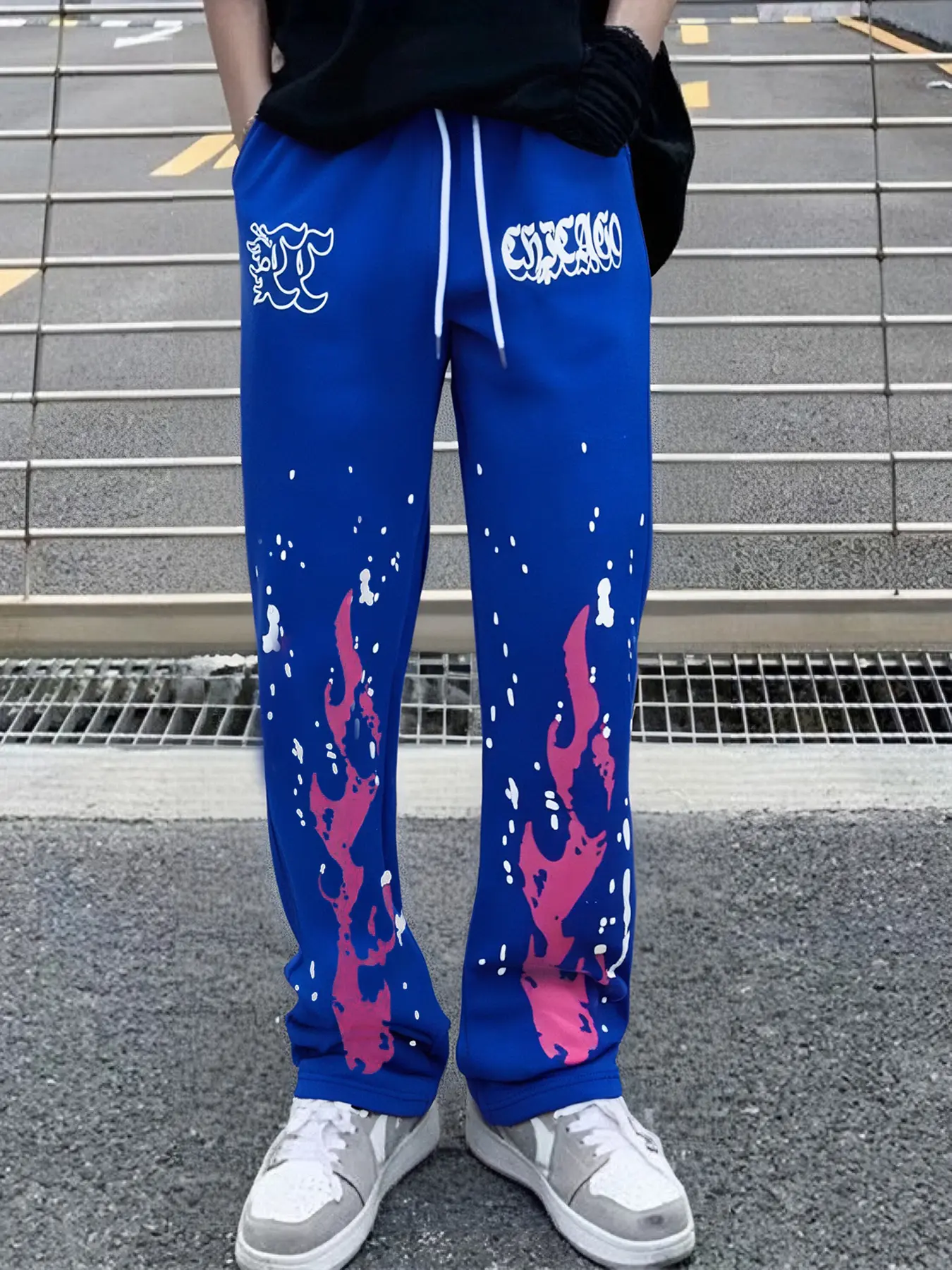 Unisex Water Wash Mushroom Print Pants, Eco-Friendly Festival Casual Wear, Comfortable One Size Fits All, Stylish Men & Women Trousers