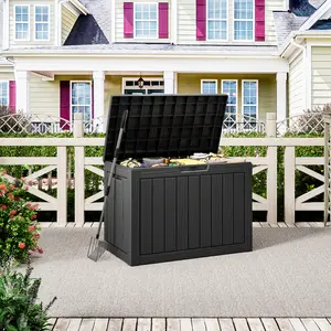 RIWENGO 45 Gallon Waterproof Resin Deck Box – UV Resistant & Lockable, Outdoor Storage for Garden Tools, Equipment, Cushions & Furniture