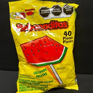 Rebanaditas Paletas Spicy Watermelon Lollipop Sucker 40 Pcs Mexican Hard Candy Chili Pops Sweet Snack Dulces Mexicanos Candies