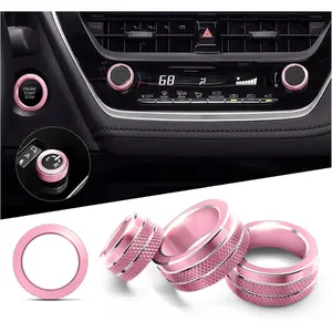 Polodunn for 2020-2025 2026 Toyota Corolla & 2022-2025 2026 Corolla Cross Accessories, 4pcs Aluminum Alloy Knob Cover Trim Set - Rearview Mirror Switch, AC & Push Start
