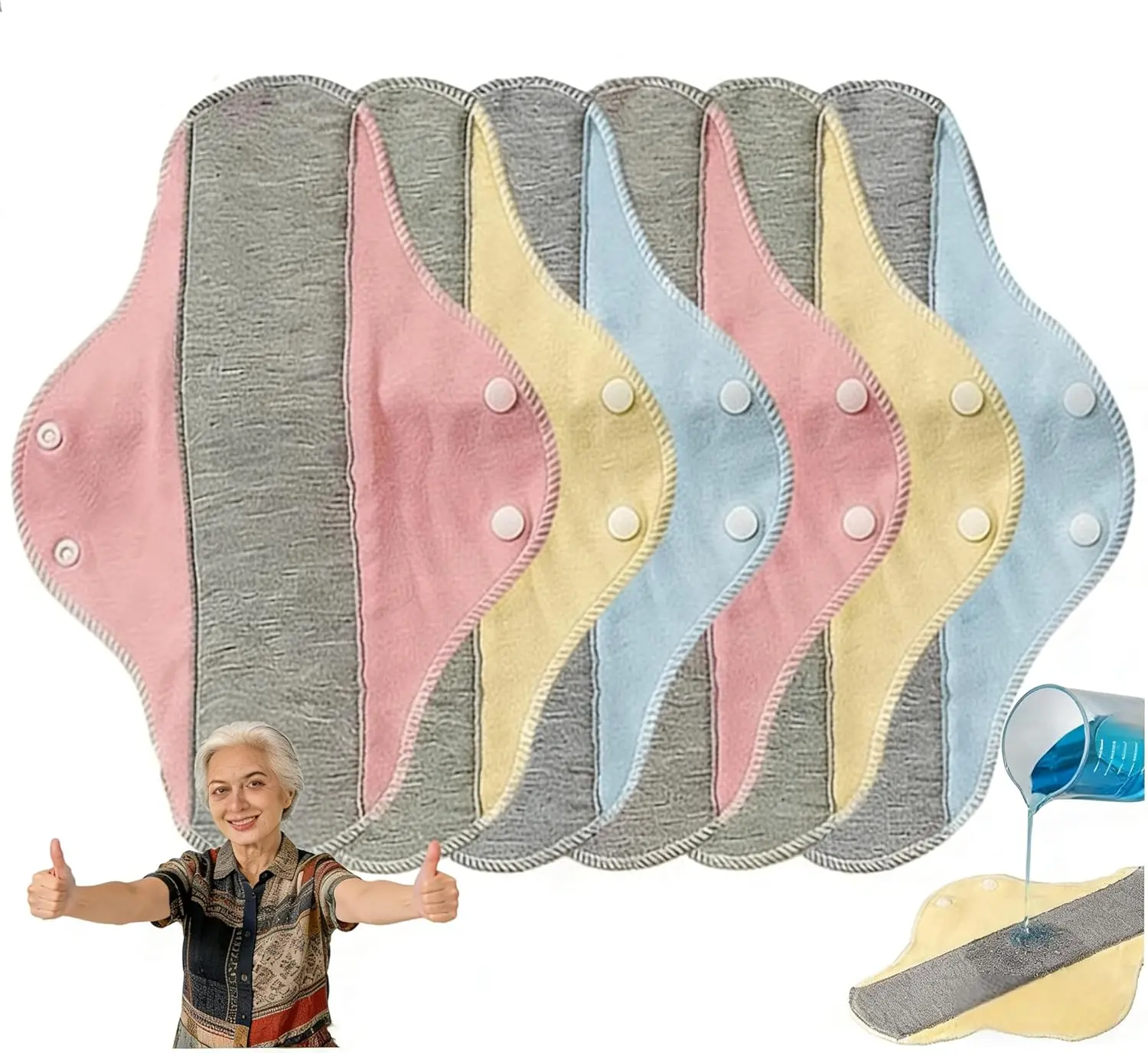 4PCS-Leak-Proof Washable Incontinence Pads, Breathable Cotton Bed Protectors, Reusable Washable Sanitary Pads, Graphene Washable Menstrual Pads, Reusable Incontinence Bed Pads, Cost-Effective Washable Incontinence Pad Day Night Use 4Pcs
