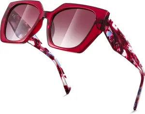 Trendy Polarized Sunglasses, Oversized Irregular TR Frame for Women Men, Retro Shades UV400 B0016