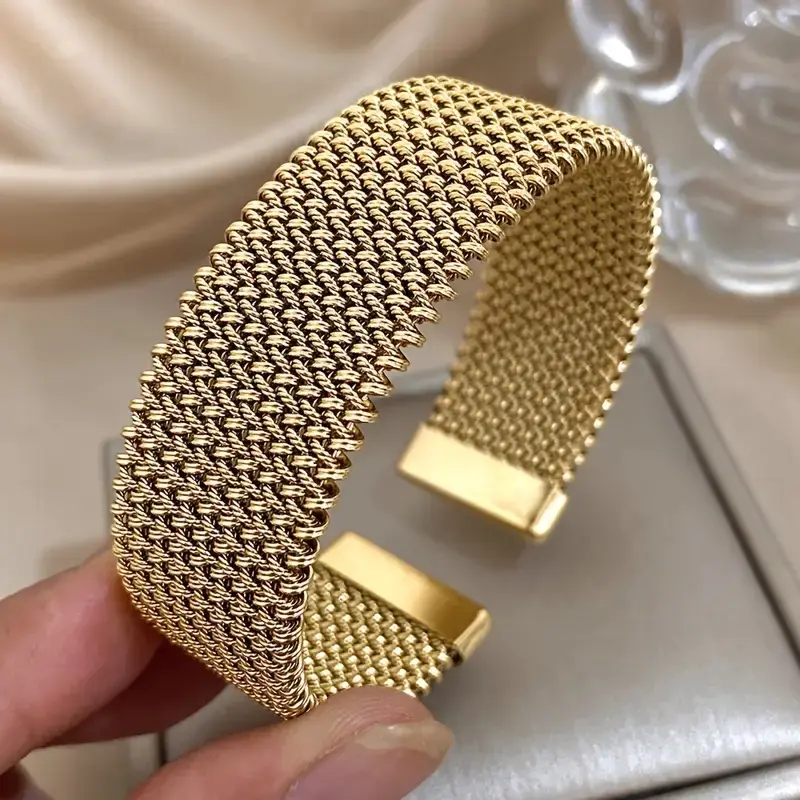 Vintage Stainless Steel Woven Chain Bracelet, Exquisite Bracelet, Classic Handcuff Waterproof Jewelry, Unisex Daily Party Wear Gift, New Year Valentine's Day Present