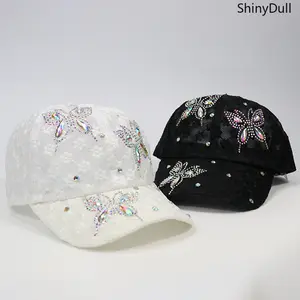 Rhinestone Butterfly Baseball Cap – Breathable Mesh Sun Hat for Outdoor & Summer