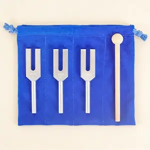 Angel Tuning Forks Set 4096Hz 4160Hz 4225Hz with Hammer & Bag for Yoga Meditation Healing