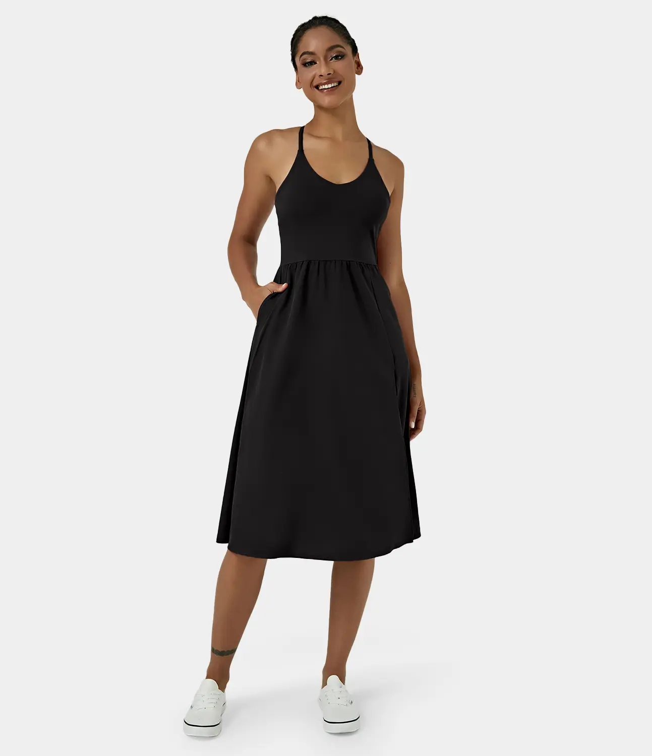 everyday midi chill dress la land Halara Everyday Midi Chill Dress-La Land Navy Blue