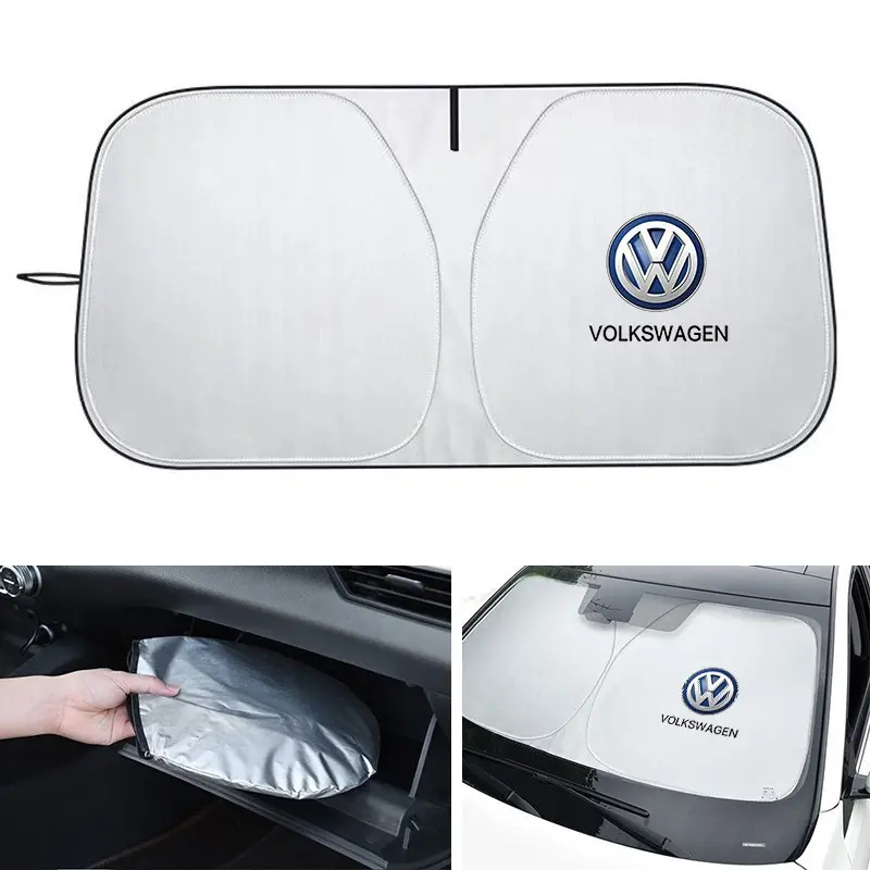 Car Windshield Sun Shade Visor UV Protection Shield for Vw Polo Golf Jetta Beetle CC Tiguan Touran Passat Mk7 Mk5 B5 B6 Accessories Collapsible Window Sunshade, UV Protective Sunshade Car Window Covers Windshield Shade Protector