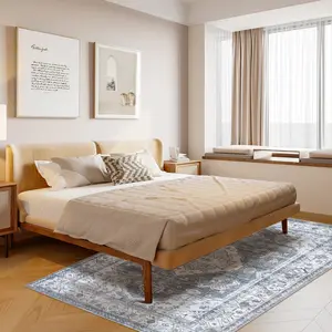 【Christmas Deal】GARVEE Oriental Vintage Design Area Rug - Machine Washable, Non-Slip, Stain Resistant, Soft Faux Wool Accent Carpet with Floral Medallion Pattern, Pet Friendly, Low Pile for Living Room & Bedroom