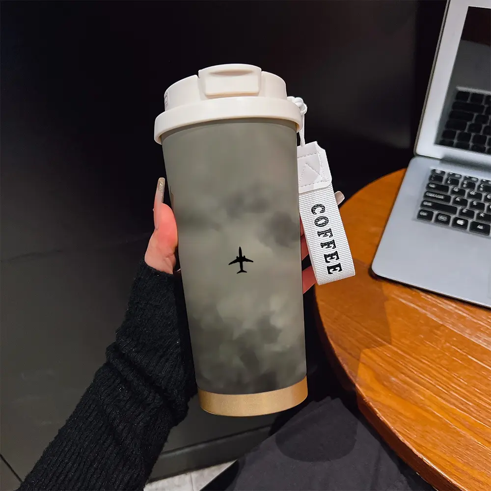 530ML Insulated Tumbler, Boho Style Abstract Pattern, Stainless Steel, Travel Mug with Straw and Strap, Ideal Gift for Holidays
