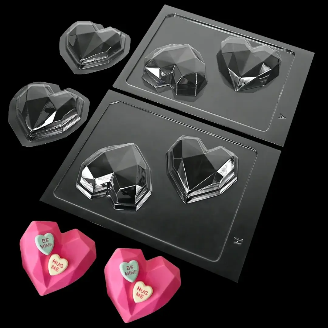 Breakable Geometric Heart Chocolate Mold – Food-Safe Plastic