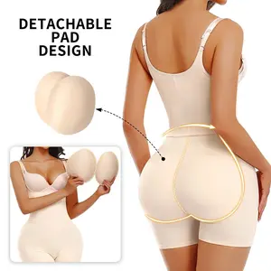 Women's Colombian Postpartum Elasticity-Lift-Up-Max-Control-Padded-Shapeable Shapewear Bodysuit, Butt Lifter, Hip Enhancer, Crotch Zipper Easy-Wear Design, Plus Size Smooth Compression, Ideal, Elasticity Shapewear Bodysuit