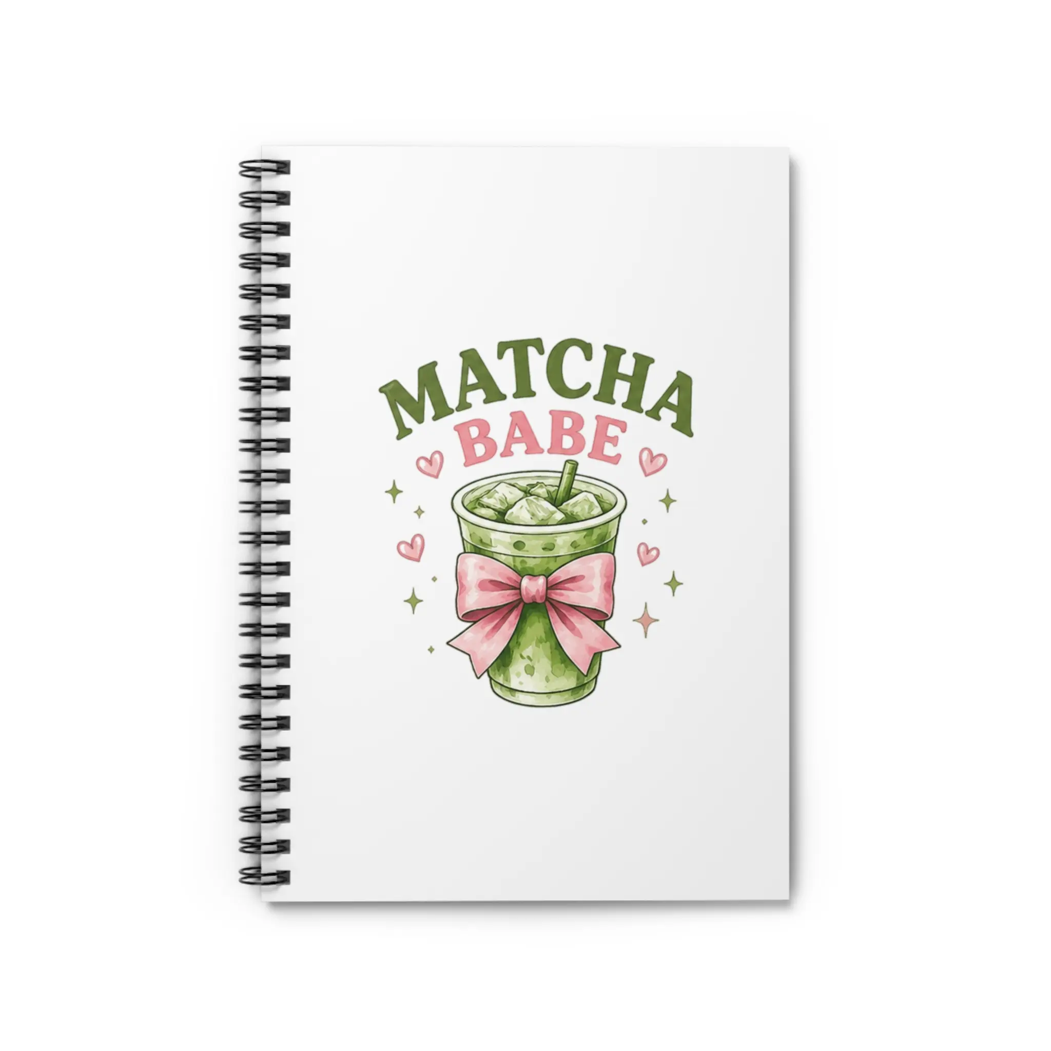Matcha Babe Notebook | Spiral Ruled Journal with Matcha Illustration