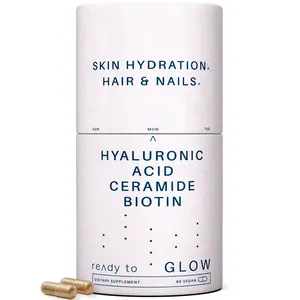 Glow Anti Aging Supplement - Hyaluronic Acid, Ceramide, Biotin, Vitamin A, C, E, Zinc - Nails & Hair Growth - Wrinkles & Skin Hydration - 60 Capsules