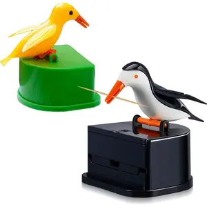 2 Pcs Creative Push-type Bird Shaped Toothpick Dispenser, Cute Funny Toothpick Box Holder for Kitchen