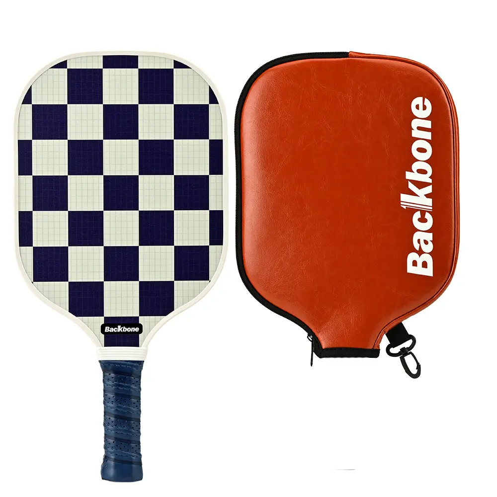Backbone Carbon Fiber Pickleball Paddles with Cushion Comfort Grip Lightweight Design Honeycomb Core & Brown Leather Protection for Adults
