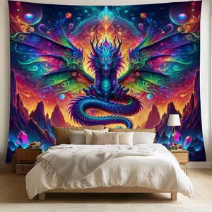 Dragon Pattern Tapestry, Fantasy Gothic Animal Tapestry, Medieval Dragon Tapestry, Wall Hanging Decor for Home Living Room Bedroom Dormitory, Wall Tapestries