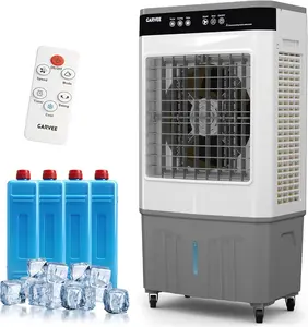High-Efficiency Portable Evaporative Air Cooler – 32L Water Tank, 3500 CFM – 3-in-1 AC, 3 Speeds, 120° Oscillation, Remote & Touch Control, Quiet – Home, Garage, Patio, Workshop – White + Gray